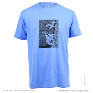 Liam Mandos Submarine Eels sky blue, t-shirt, pen & Ink, illustration, printing